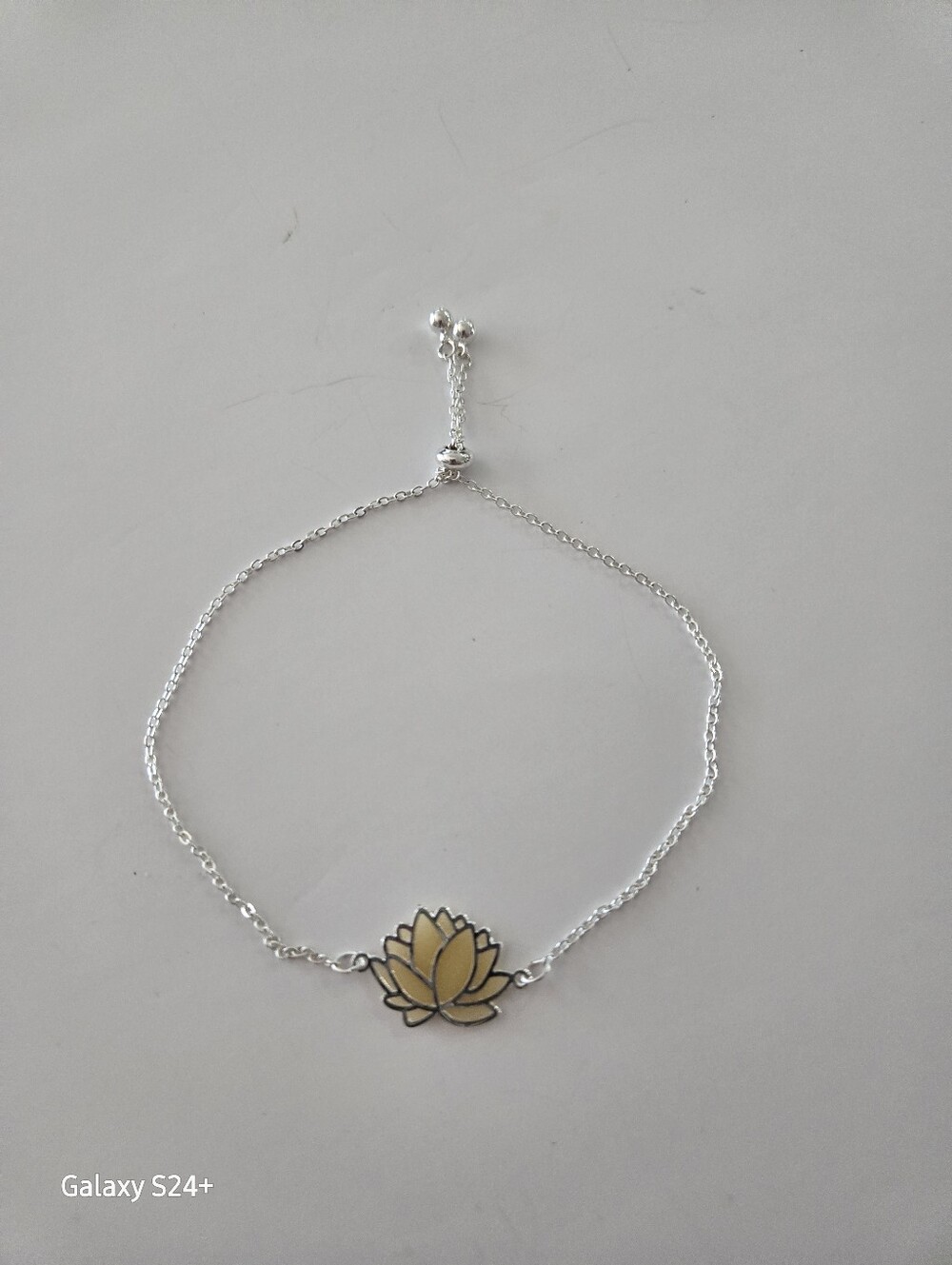 Floating Lotus Flower Glow In The Dark Silver Bracelet